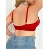 imageOYOANGLE Womens Plus Size Rhinestone Contrast Mesh Bras Wireless Cut Out Everyday BralettesRed