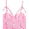 imageOYOANGLE Womens Plus Size Ring Linked Cut Out Sheer Mesh Teddy Bodysuit Garter Lingerie SetPink