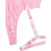 imageOYOANGLE Womens Plus Size Ring Linked Cut Out Sheer Mesh Teddy Bodysuit Garter Lingerie SetPink