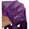 imageOYOANGLE Womens Plus Size Ring Linked Cut Out Sheer Mesh Teddy Bodysuit Garter Lingerie SetPurple
