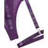 imageOYOANGLE Womens Plus Size Ring Linked Cut Out Sheer Mesh Teddy Bodysuit Garter Lingerie SetPurple