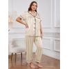 imageOYOANGLE Womens Plus Size Satin Pajama Set Silky Short Sleeve Button Down Tops and Pants Sleepwear LoungewearChampagne