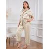 imageOYOANGLE Womens Plus Size Satin Pajama Set Silky Short Sleeve Button Down Tops and Pants Sleepwear LoungewearChampagne