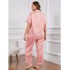 imageOYOANGLE Womens Plus Size Satin Pajama Set Silky Short Sleeve Button Down Tops and Pants Sleepwear LoungewearDusty Pink