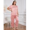imageOYOANGLE Womens Plus Size Satin Pajama Set Silky Short Sleeve Button Down Tops and Pants Sleepwear LoungewearDusty Pink