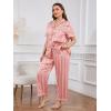 imageOYOANGLE Womens Plus Size Satin Pajama Set Silky Short Sleeve Button Down Tops and Pants Sleepwear LoungewearDusty Pink