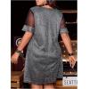 imageOYOANGLE Womens Plus Size Sequin Sparkly Short Sleeve Sheer Tee Shirt Dress Party Tunic DressesSilver