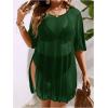 imageOYOANGLE Womens Plus Size Sheer Mesh Split Thigh Beach Cover Up Dress Bathing Suit SwimwearDark Green