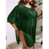 imageOYOANGLE Womens Plus Size Sheer Mesh Split Thigh Beach Cover Up Dress Bathing Suit SwimwearDark Green
