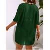 imageOYOANGLE Womens Plus Size Sheer Mesh Split Thigh Beach Cover Up Dress Bathing Suit SwimwearDark Green