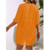 imageOYOANGLE Womens Plus Size Sheer Mesh Split Thigh Beach Cover Up Dress Bathing Suit SwimwearYellow