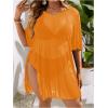 imageOYOANGLE Womens Plus Size Sheer Mesh Split Thigh Beach Cover Up Dress Bathing Suit SwimwearYellow