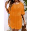 imageOYOANGLE Womens Plus Size Sheer Mesh Split Thigh Beach Cover Up Dress Bathing Suit SwimwearYellow