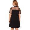 imageOYOANGLE Womens Plus Size Short Sleeve Dress Contrast Mesh Bow Tie Neck ALine Party DressBlack