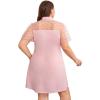 imageOYOANGLE Womens Plus Size Short Sleeve Dress Contrast Mesh Bow Tie Neck ALine Party DressPastel Pink