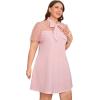 imageOYOANGLE Womens Plus Size Short Sleeve Dress Contrast Mesh Bow Tie Neck ALine Party DressPastel Pink