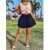imageOYOANGLE Womens Plus Size Smocked Tiered Ruffle Flowy Shorts Drawstring Elastic Waist Wide Leg ShortsDeep Blue