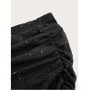 imageOYOANGLE Womens Plus Size Sparkly Ruched Bodycon Mini Skirt Elastic High Waist Glitter Pencil SkirtsBlack
