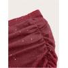 imageOYOANGLE Womens Plus Size Sparkly Ruched Bodycon Mini Skirt Elastic High Waist Glitter Pencil SkirtsBurgundy