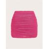 imageOYOANGLE Womens Plus Size Sparkly Ruched Bodycon Mini Skirt Elastic High Waist Glitter Pencil SkirtsHot Pink