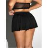 imageOYOANGLE Womens Plus Size Split Side Pleated Mini Skirts High Waist Flared A Line Short SkirtsBlack