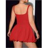 imageOYOANGLE Womens Plus Size Square Neck Ruffle Bubble Dress Sleeveless Flared A Line Short Tank DressRed