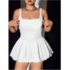imageOYOANGLE Womens Plus Size Square Neck Ruffle Bubble Dress Sleeveless Flared A Line Short Tank DressWhite