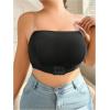 imageOYOANGLE Womens Plus Size Strapless Front Closure Tube Bras Wireless Seamless Bralettes with Clear StrapsBlack