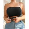 imageOYOANGLE Womens Plus Size Strapless Front Closure Tube Bras Wireless Seamless Bralettes with Clear StrapsBlack
