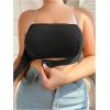 imageOYOANGLE Womens Plus Size Strapless Front Closure Tube Bras Wireless Seamless Bralettes with Clear StrapsBlack
