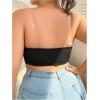 imageOYOANGLE Womens Plus Size Strapless Front Closure Tube Bras Wireless Seamless Bralettes with Clear StrapsBlack