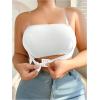 imageOYOANGLE Womens Plus Size Strapless Front Closure Tube Bras Wireless Seamless Bralettes with Clear StrapsWhite