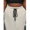 imageOYOANGLE Womens Plus Size Striped Side Drawstring Waist Cargo Skirt Loose Casual Maxi Skirts with Flap PocketsApricot