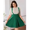 imageOYOANGLE Womens Plus Size Suspender Skirt High Waist Ruffle Hem Straps Overall Pinafore DressDark Green