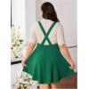 imageOYOANGLE Womens Plus Size Suspender Skirt High Waist Ruffle Hem Straps Overall Pinafore DressDark Green