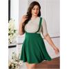 imageOYOANGLE Womens Plus Size Suspender Skirt High Waist Ruffle Hem Straps Overall Pinafore DressDark Green
