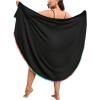 imageOYOANGLE Womens Plus Size Wrap V Neck Sleeveless Pom Pom Trim Beach Dress Cover Up BeachwearBlack