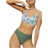 imageOYOANGLE Girls 2 Piece High Waisted Bikini Set Floral Print Spaghetti Strap Cute Swimsuits Vacation Bathing SuitsGreen