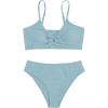 imageOYOANGLE Girls 2 Piece Solid Bikini Set Sport Swimsuit Ruched Tie Front Bathing Suit SwimwearLight Blue