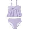 imageOYOANGLE Girls 2 Piece Tankini Swimsuit Textured Twist Front Ruched Ruffle Bikini Set Bathing SuitsPurple