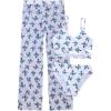 imageOYOANGLE Girls 3 Piece Swimsuit Butterfly Print Criss Cross Bikini Set Bathing Suit with Mesh PantsWhite