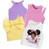 imageOYOANGLE Girls 4 Pack Cami Top Set Sleeveless Ribbed Knit Slim Fit Cute Crop Tank TopsMulticolor