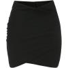 imageOYOANGLE Girls Asymmetrical Hem Zipper Back Wrap Short Skirt Ruched Solid Bodycon Elegant Pencil SkirtsBlack