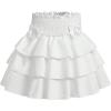 imageOYOANGLE Girls Bow Shirred High Waist Skirts Tiered Layers Ruffle A Line Short SkirtsWhite