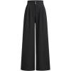 imageOYOANGLE Girls Button Down Elastic High Waist Wide Leg Pants Casual Solid Trousers with PocketsBlack