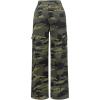 imageOYOANGLE Girls Camo Print Cargo Pants Flap Pocket Mid Waist Wide Leg Casual JeansArmy Green