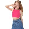 imageOYOANGLE Girls Casual Solid Sleeveless Round Neck Slim Fit Basic Crop Tank TopHot Pink