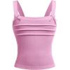 imageOYOANGLE Girls Cute Bow Ruched Tank Top Square Neck Sleeveless Fitted Summer Cami TopsPink