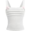 imageOYOANGLE Girls Cute Bow Ruched Tank Top Square Neck Sleeveless Fitted Summer Cami TopsWhite