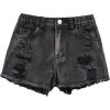 imageOYOANGLE Girls Cute Butterfly Print Ripped Denim Shorts Raw Hem Jeans Shorts with PocketBlack